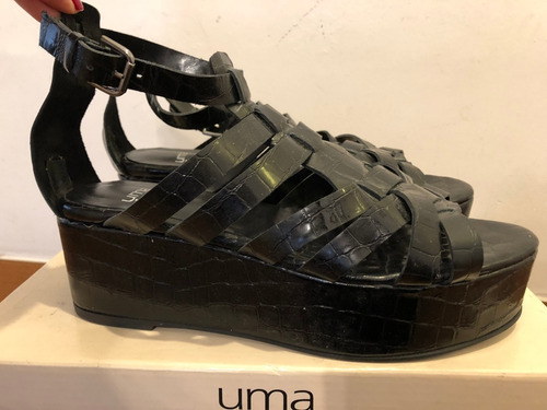 Sandalias Uma Negras Con Plataforma Talle 39 Nuevas!