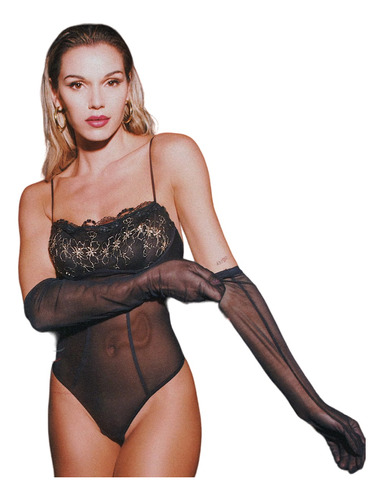 Body Tul Transparente Bordado Colaless 2042 Andressa