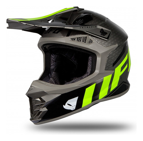 Casco Ufo Plast Motocross Intrepid Grey Yellow