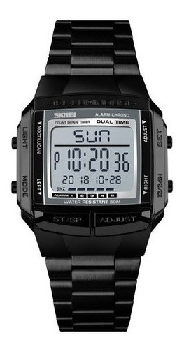 Reloj Skmei 1381 Digital Cronometro Alarma Sumergible Negro