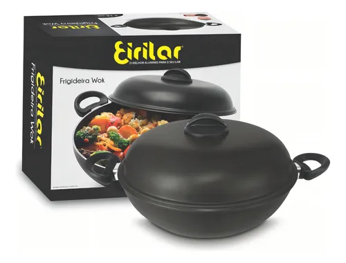 Sartén antiadherente para wok de larga duración con asa y tapa, 28 cm