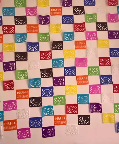 50 Pzas Mini Papel Picado Para Altar De Día De Muertos Azul Mini Papel ...