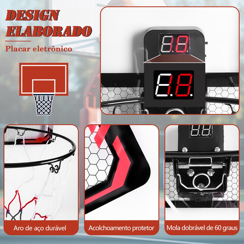 Tabela Infantil Cesta Rede De Basquete Aro 45*30cm Com Bola