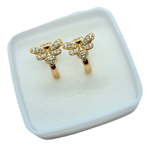 Aretes De Abeja Zirconia De Oro Laminado Huggies S68