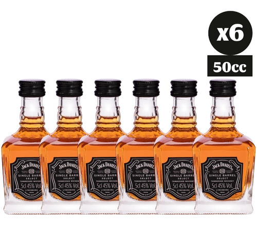 Pack 6x Miniatura Jack Daniels Single Barrel Select 50cc