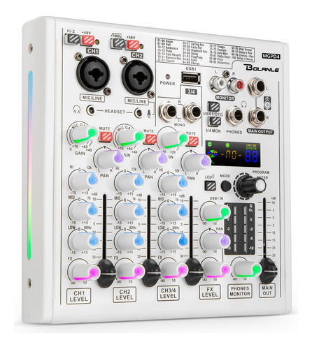 Mezclador De Audio Profesional De 4 Canales De 4 Canales Con