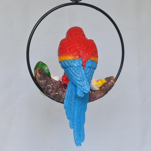 Percha De Estatua De Loro Artificial De Resina Colgante Una