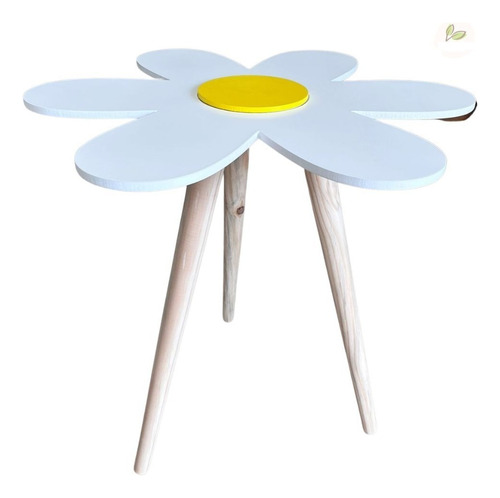 Mesa De Canto Pé Palito Mesas Flor Margarida Redonda Cor Margarida Branca