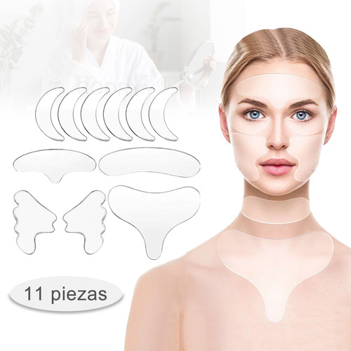 11 Piezas De Silicona Facial Antiarrugas Parche Se Puede Reu