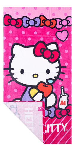 Toalla De Baño Hello Kitty 100% Algodón, Extra Suave Color Rosa