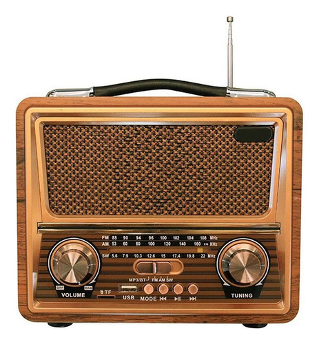 Radio Retro De Madera, Audio De Bajo Externo A Alto Volumen