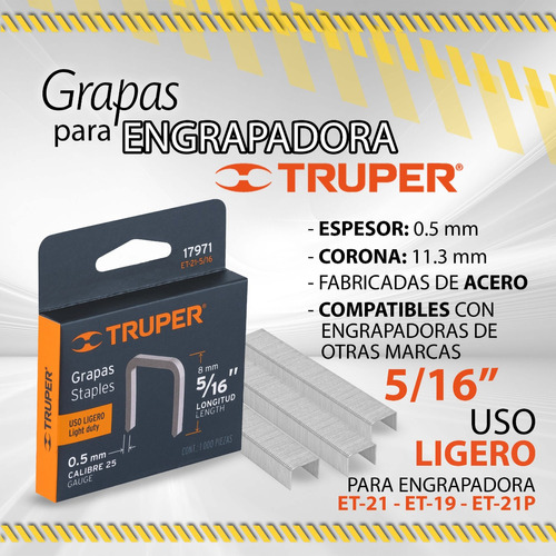 Grapa P Engrapadora Truper 5/16 8mm Et-21-5/16 17971 / 10233