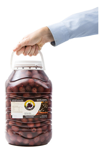 Aceitunas Negras Con Carozo N° 00 Frasco de Plástico Garrafa 8 Kilos Conserva en Salmuera Sabor Pampeano