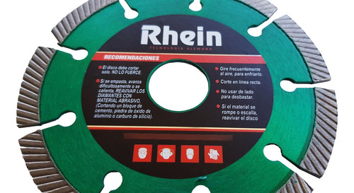 Disco Rhein 3 En 1 Cerámica Teja Hormigón Mármol 4 1/2 Color Verde Y Plateado
