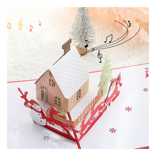 Tarjeta De Felicitación Con Música Led 3d Led De Navidad Con