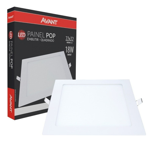 Kit 10 Painel Plafon Led 18w Quadrado Embutir Luminária