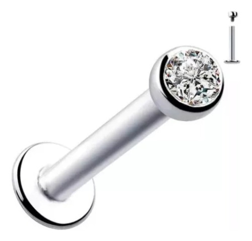Piercing interno con forma de rosca, punta de titanio, color plateado