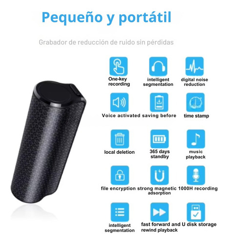 Grabador De Voz Espía Hd 8gb, Control De Voz Y Cifrado