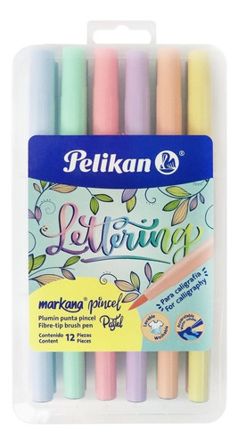 Marcadores Pelikan Punta Pincel Lettering X12 Pasteles