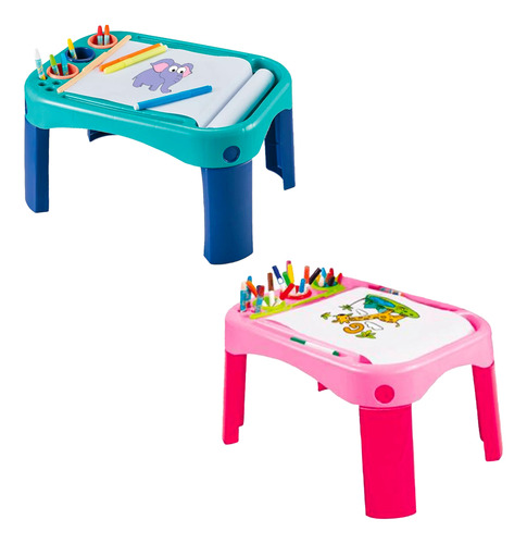 Mesa De Actividades Dibujo Plastico Niños Colores Didactico Color Azul