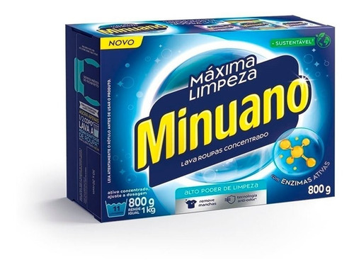 Sabão Em Pó Minuano Maxima Limpeza 800g Embalagem Com 20 Uni