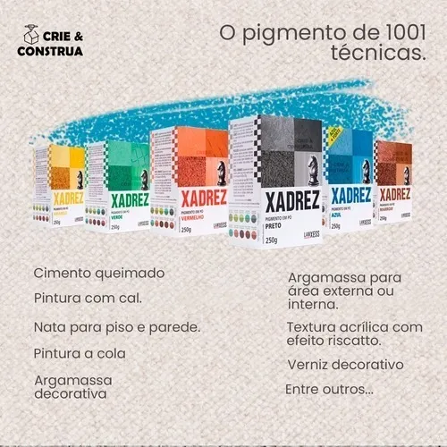 Corante Pigmento em Pó Xadrez para Cimento e Cal 500g Marrom Lanxess - Os  melhores produtos do mercado com entrega para todo o Brasil;