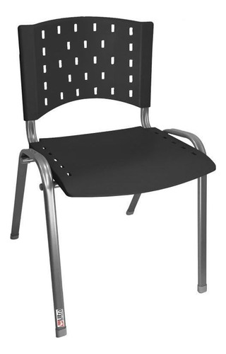 Cadeira Empilhável Plástica Preta Kit 10 Ultra Móveis Cor Preto