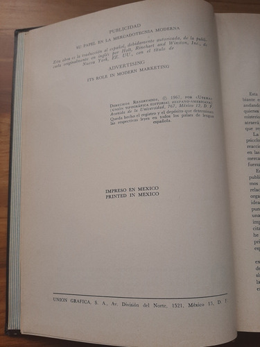 Publicidad. S. Watson Dunn. Uteha. 1967.