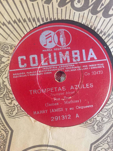 Disco De Pasta Harry James Columbia 291312 78 Rpm