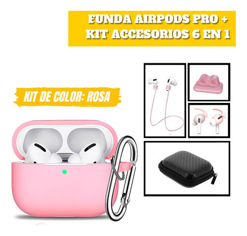 Carcasa Funda Silicona AirPods Pro / + Kit Accesorios 6 En 1