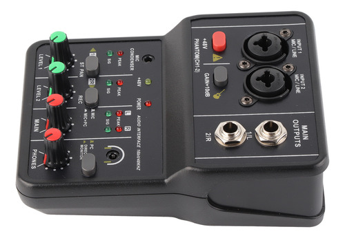 Mezclador De Audio De 2 Canales Usb 48v Phantom Power Compac