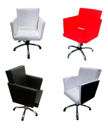 Imagen 1 de 6 de Sillon De Corte Peluqueria Barberia Base Cromada Kit X 3