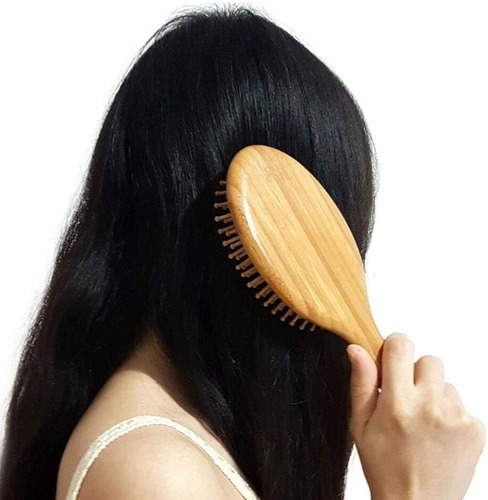 Imagen 4 de 6 de Cepillo Cabello Cerdas Naturales Bambu Frizz Estimula Caida