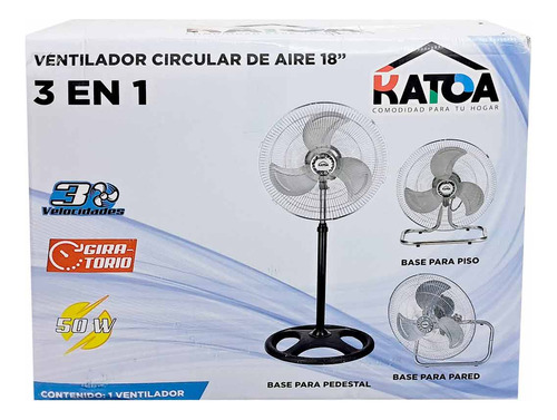 2pz Ventilador Pedestal Pared Piso 18 PuLG 3 En 1 Katoa