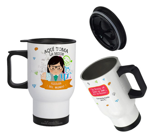 Mug Vaso Termico Viajero Para Carro Mejor Psicologa