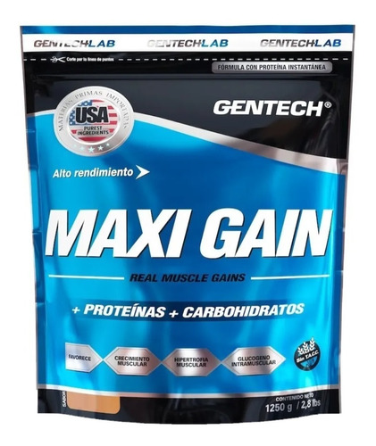 Maxi Gain 1250 Grs Gentech Ganador Muscular Sin Tacc