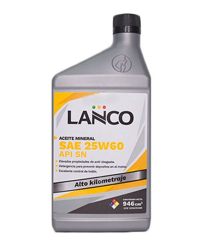 Aceite Mineral Lanco Sae 25w60 Sn