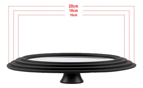 Tapa De De Cristal Ventilado De Acero 16 A 18 A 20cm Negro