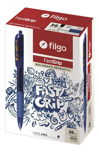 Boligrafo Retractil Filgo Fastgrip 1.0 Tubo Tinta Azul X36 Color Del Exterior Surtido