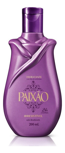 Loção Hidratante Corporal Irresistível 200ml Paixão Fragrância Paixão irresistivel Tipo de embalagem Pote Tipos de pele Normal