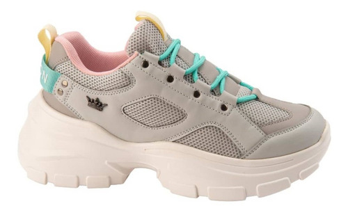 Tenis De Dama Casual Paris Hilton 4907 Color Gris/ Rosa