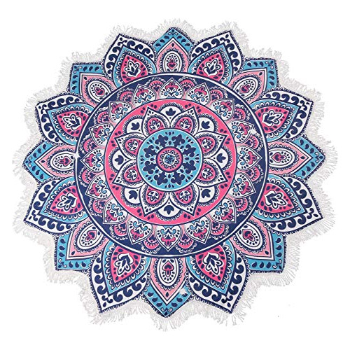 Grueso Microfibra Redondo Redondo Mandala Boho Colorido...