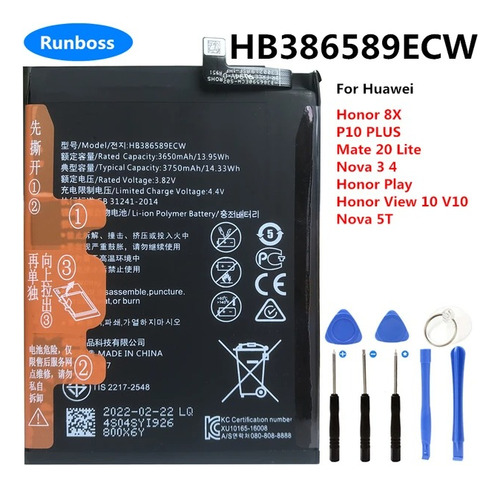 Bateria Pila Huawei Hb386589ecw Mate 20 Lite Honor 8x Nuevo