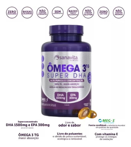 Super Dha Ômega 3 Tg Alta Concentração - Óleo De Peixe 90cp