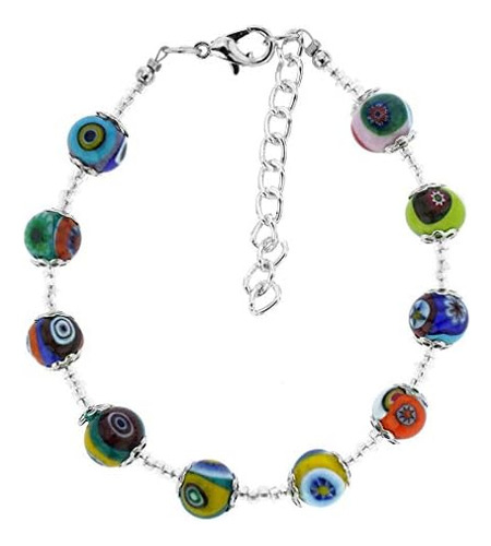 Glassofvenice Pulsera Con Mosaico De Cristal De Murano - Pla