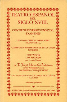 Libro Teatro Espaã±ol Del Siglo Xviii. - Varios Autores