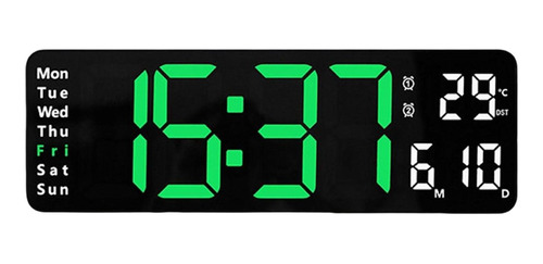 Digitales Reloj De Pared Pantalla Led Temperatura Verde