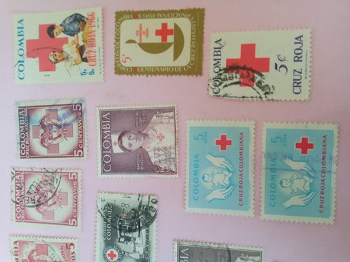 Colombia Cruz Roja 15 Estampillas 1947 A 1961 (Usado)