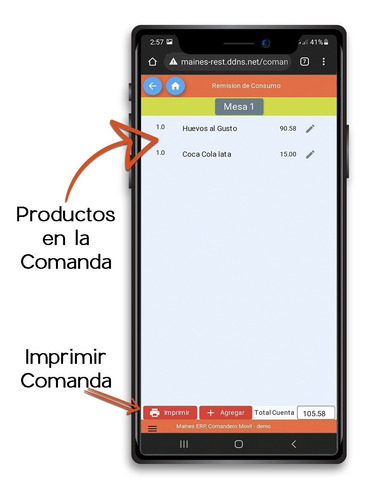 Comandero Movil Para Restaurant- Android