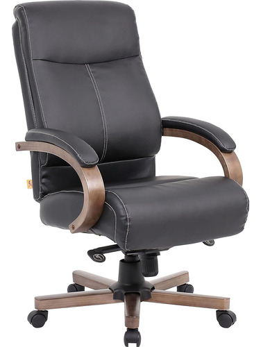 Silla Ejecutiva Con Base De Madera Lorell, Negro